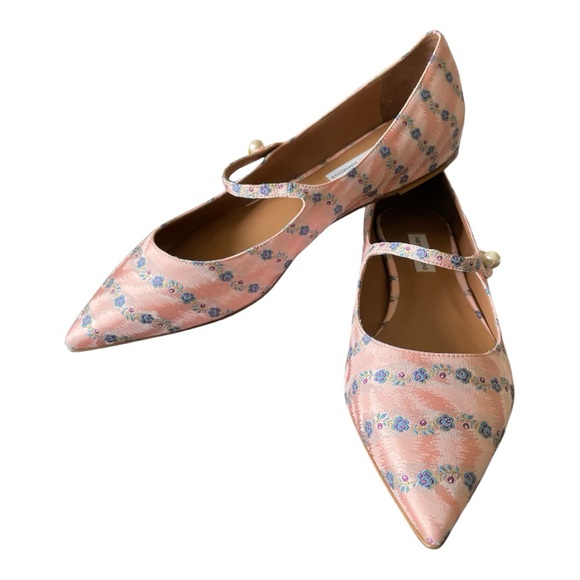 Tabitha Simmons Hermione Mary Jane Shoes Pink Pearl Jacquard Pointed Toe Size 40 - Picture 11 of 11